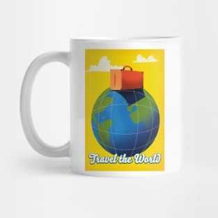 Travel the world retro travel poster. Mug